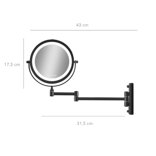 Væghængt makeup - spejl - Sort