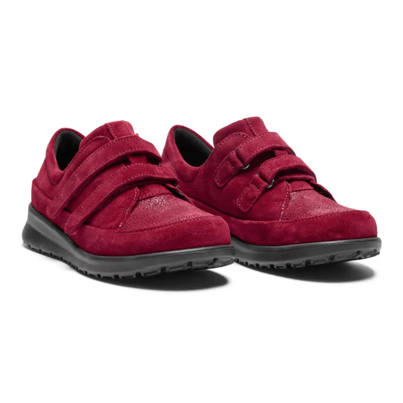 New Feet damesko med velcro - Mørkerød