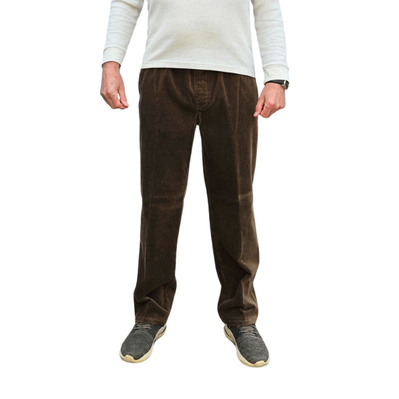 Fløjlsbukser med elastikkant - Brun