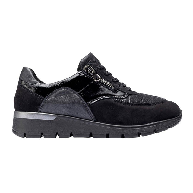 Waldläufer damesneaker - Sort med print - Seniorshop