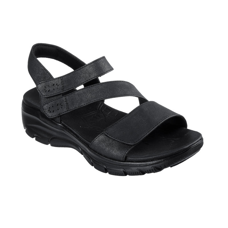 Skechers damesandal med velcro - Sort - Seniorshop