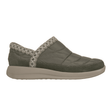 Scarpa da tempo libero Skechers verde oliva da donna, vista laterale, con tomaia trapuntata e bordo in maglia