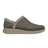 Scarpa da tempo libero Skechers verde oliva da donna, vista laterale, con tomaia trapuntata e bordo in maglia