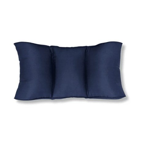 Cuscino lombare blu in fibre naturali, diviso in tre camere per un supporto stabile