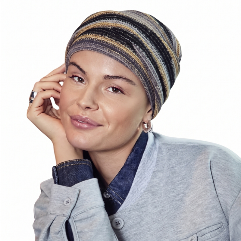 Turbante Zoya - Righe autunnali nere