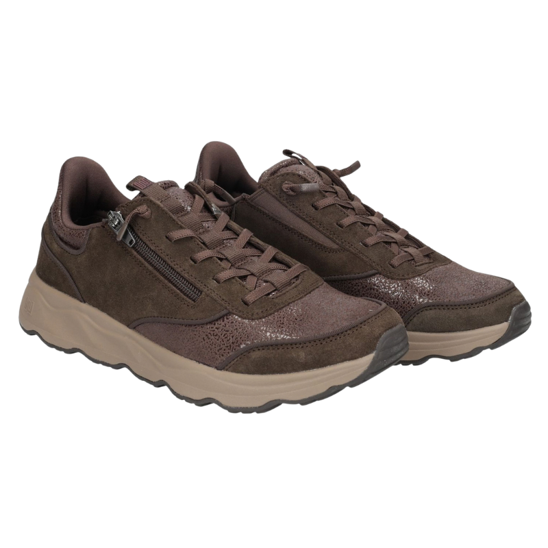 Waldläufer sneaker da donna a pianta larga - Marrone