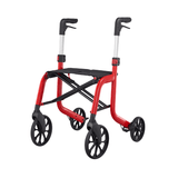 Rollator Samba rosso leggero con sedile nero, visto frontalmente e senza accessori