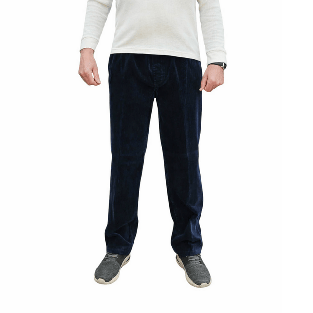 Fløjlsbukser med elastikkant - Marineblå