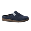 Pantofola da uomo Rohde blu scuro con superficie a coste e suola marrone, vista laterale