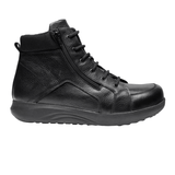Stivaletto New Feet nero da uomo in pelle liscia, vista laterale, con lacci e cerniera