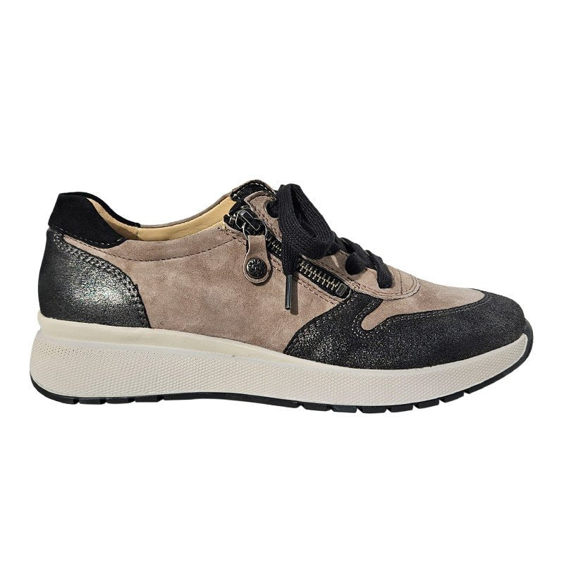 V sporty sneaker - Beige/Sort - Seniorshop