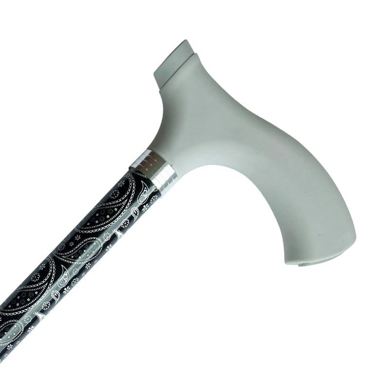 Bastone regolabile in altezza, nero con fantasia paisley