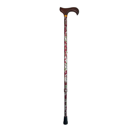 Stok med justerbar højde - Rød med blomster