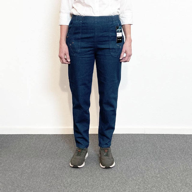 Damebukser med elastikkant - Mørk denim - Seniorshop