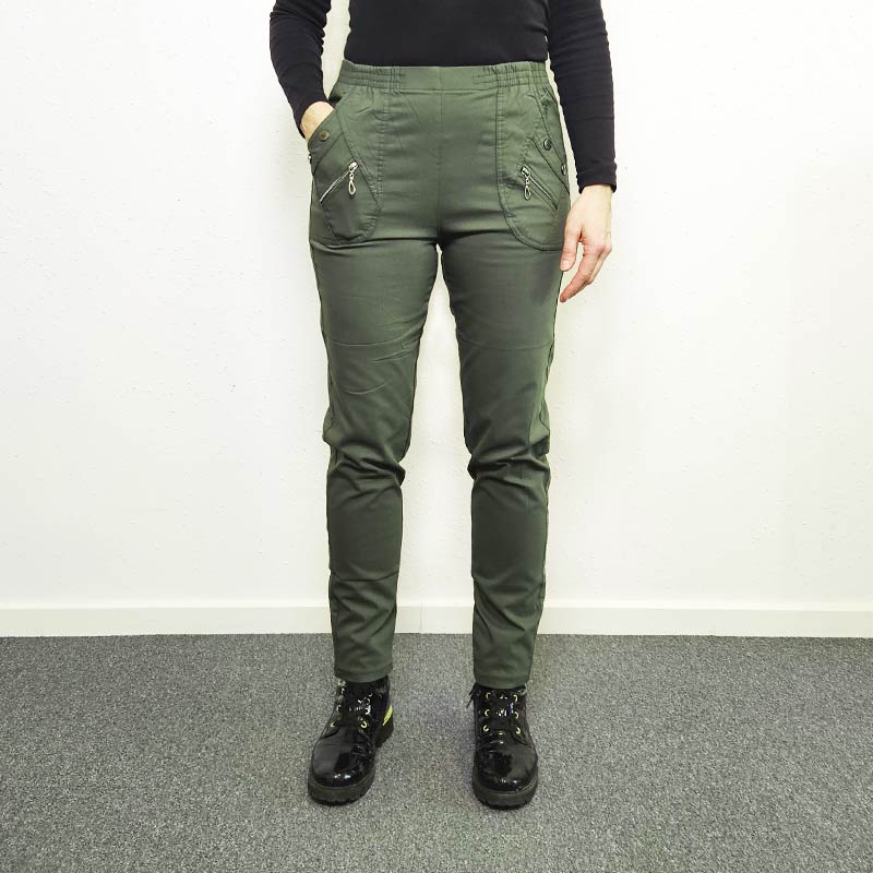 Pantaloni foderati da donna - Khaki verde