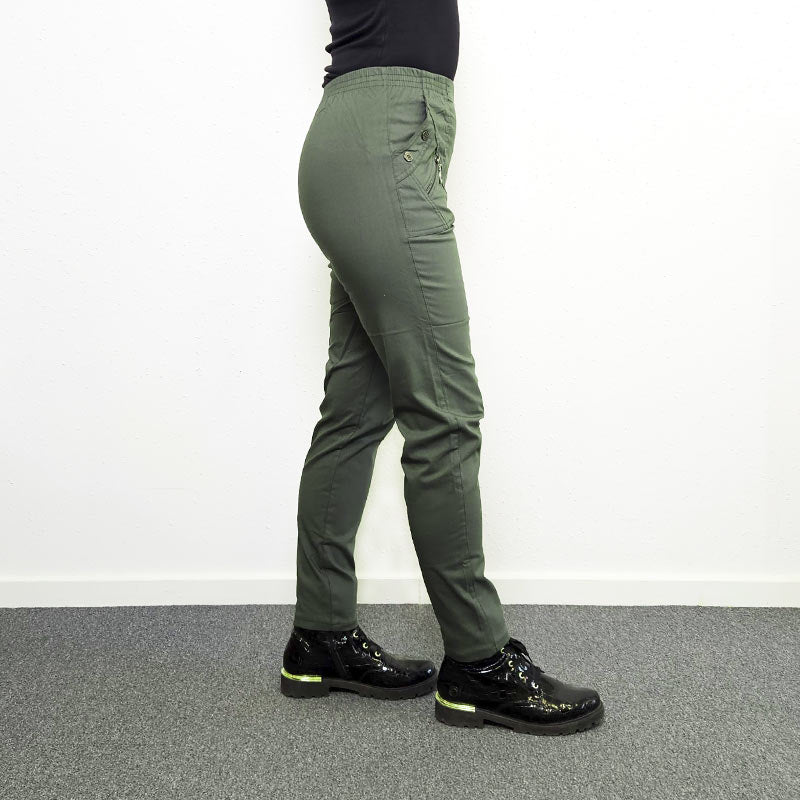 Pantaloni foderati da donna - Khaki verde